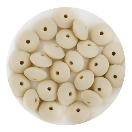 Master Maker Crafts -  Silicone Bead Lentil Disc - Navajo White (5 Piece - 15mm)