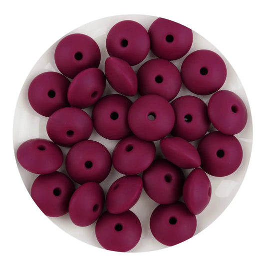 Master Maker Crafts -  Silicone Bead Lentil Disc - Plum Purple (5 Piece - 15mm)