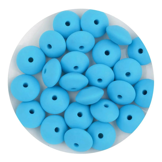 Master Maker Crafts -  Silicone Bead Lentil Disc - Sky Blue (5 Piece - 15mm)