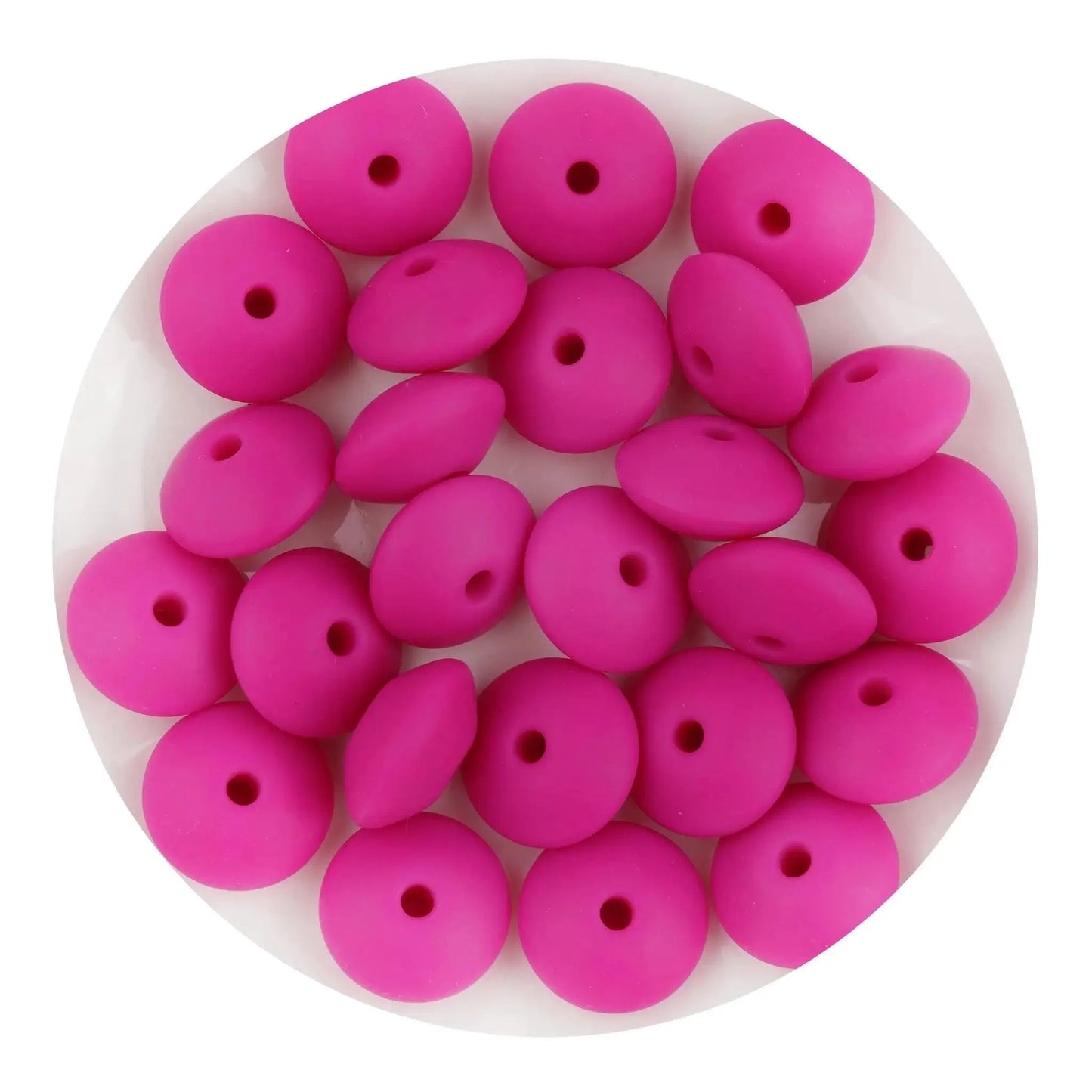 Master Maker Crafts -  Silicone Bead Lentil Disc - Violet Red (5 Piece - 15mm)