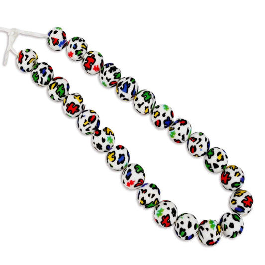 Master Maker Crafts -  Silicone Bead Round - Autism Puzzle Pieces (5 Beads - 15mm)