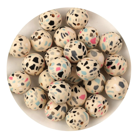 Master Maker Crafts -  Silicone Bead Round - Butter Terrazzo (5 Beads - 15mm)