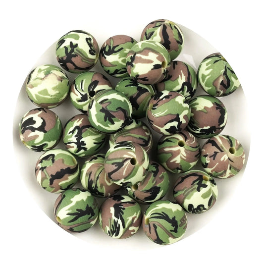 Master Maker Crafts -  Silicone Bead Round - Camo (5 Beads - 15mm)
