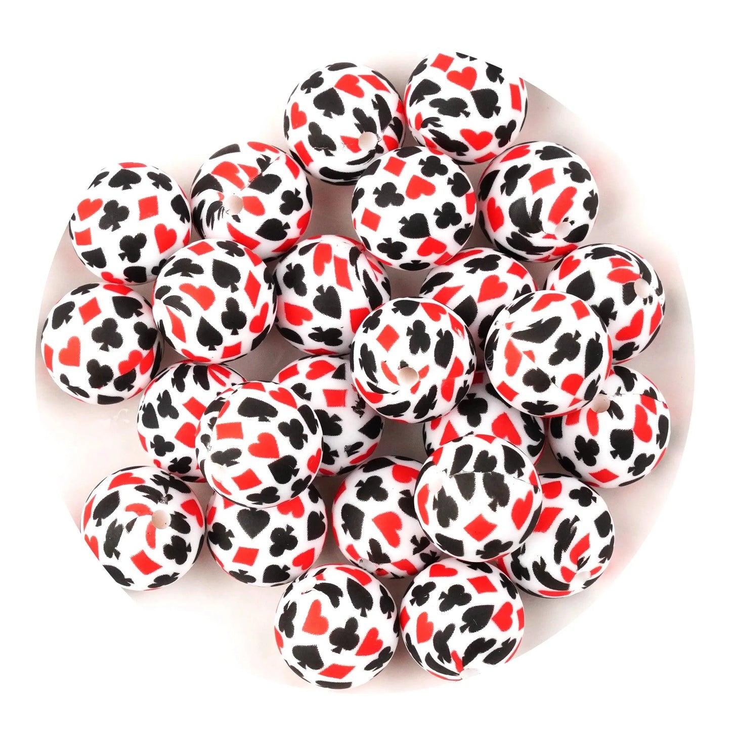 Master Maker Crafts -  Silicone Bead Round - Card Suits (5 Beads - 15mm)