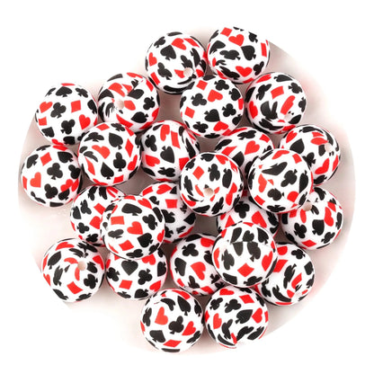 Master Maker Crafts -  Silicone Bead Round - Card Suits (5 Beads - 15mm)