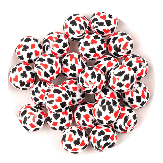 Master Maker Crafts -  Silicone Bead Round - Card Suits (5 Beads - 15mm)