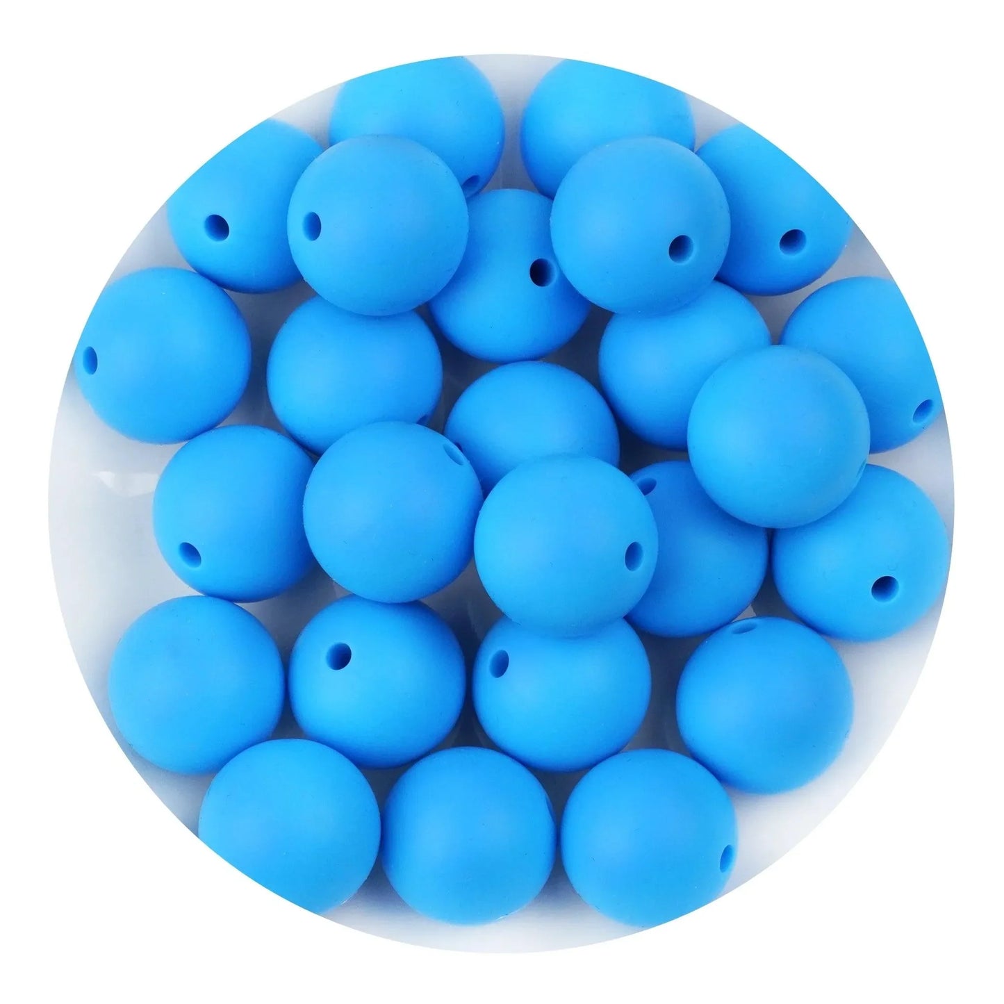 Master Maker Crafts -  Silicone Bead Round - Deep Sky Blue (5 Beads - 15mm)