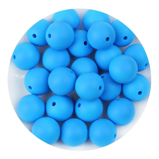 Master Maker Crafts -  Silicone Bead Round - Deep Sky Blue (5 Beads - 15mm)