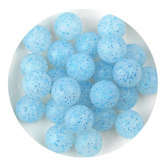 Master Maker Crafts -  Silicone Bead Round - Glitter Blue (5 Beads - 15mm)