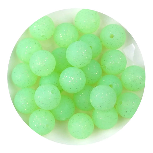 Master Maker Crafts -  Silicone Bead Round - Glitter Green (5 Beads - 15mm)
