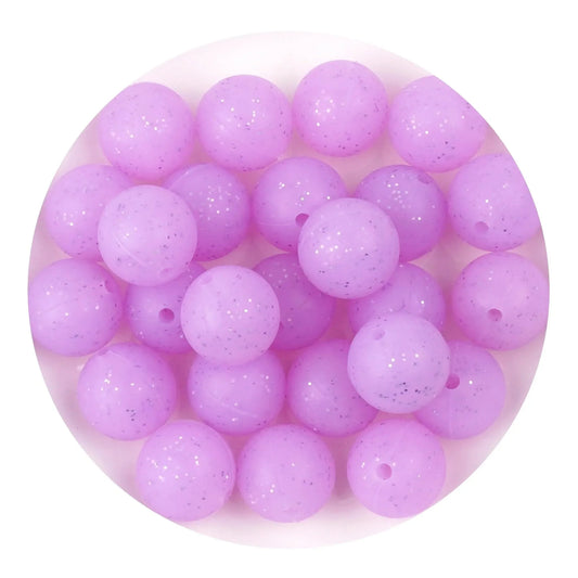 Master Maker Crafts -  Silicone Bead Round - Glitter Purple (5 Beads - 15mm)
