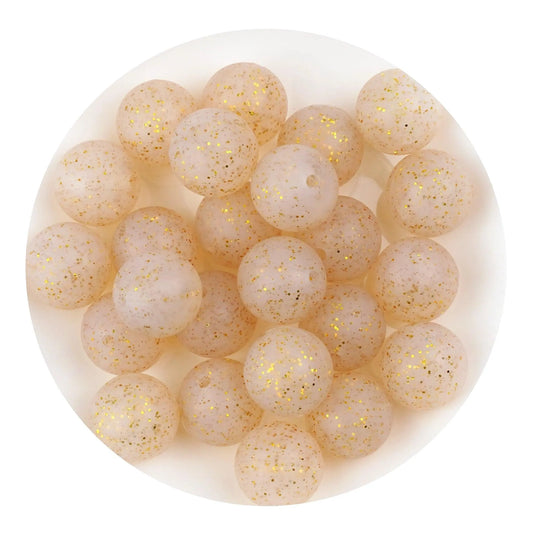 Master Maker Crafts -  Silicone Bead Round - Glitter Yellow (5 Beads - 15mm)