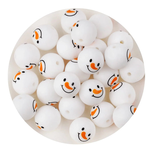 Master Maker Crafts -  Silicone Bead Round - Happy Snowman (5 Beads - 15mm)
