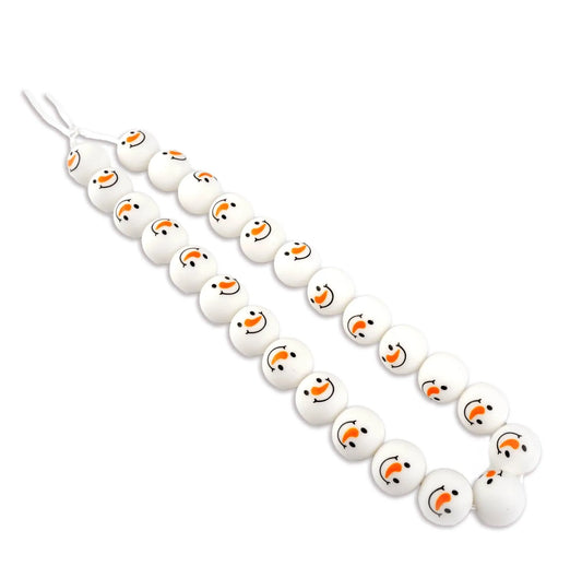 Master Maker Crafts -  Silicone Bead Round - Happy Snowman (5 Beads - 15mm)