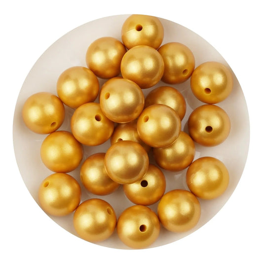 Master Maker Crafts -  Silicone Bead Round - Metallic Gold (5 Beads - 15mm)