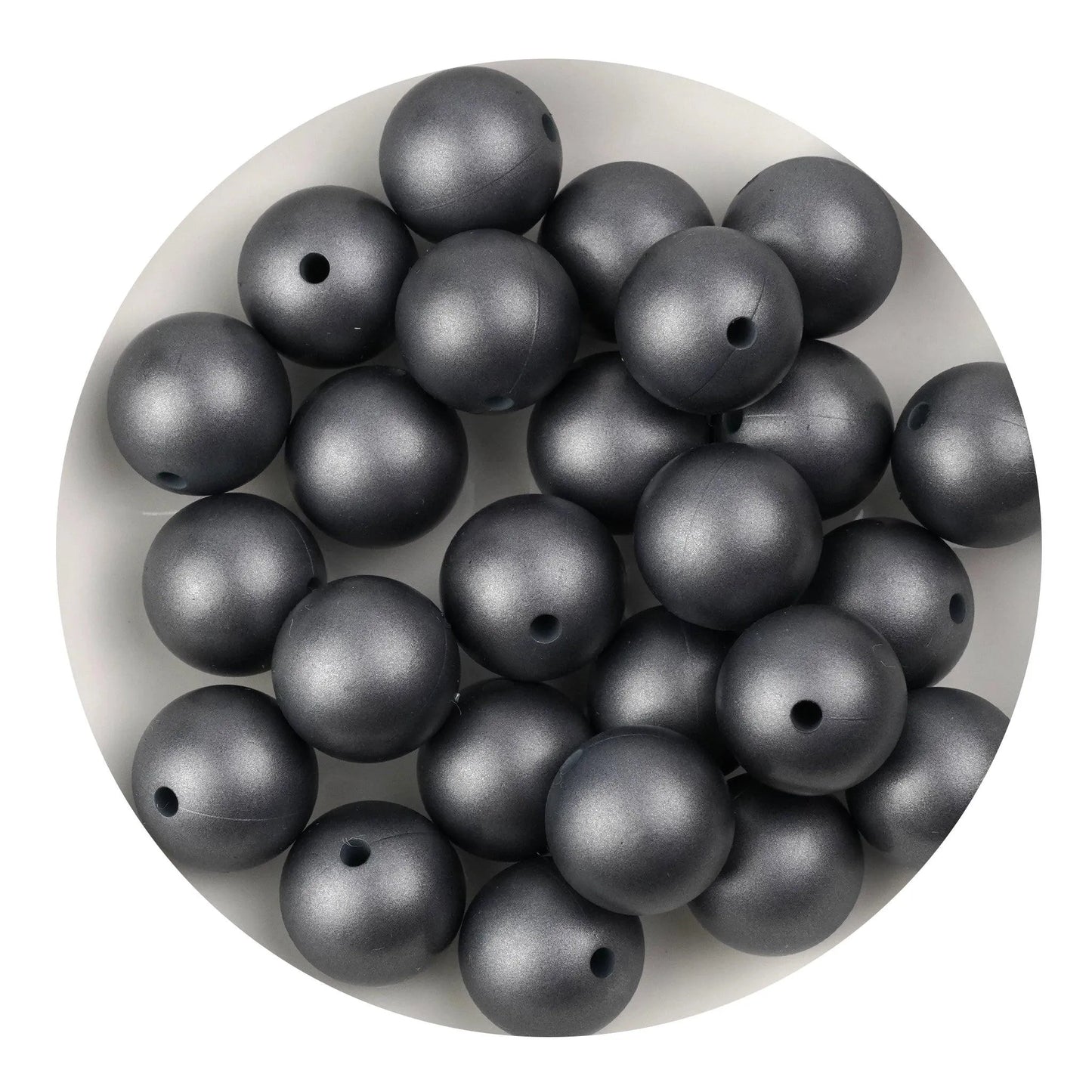 Master Maker Crafts -  Silicone Bead Round - Metallic Silver (5 Beads - 15mm)