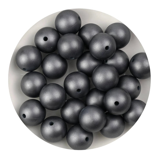 Master Maker Crafts -  Silicone Bead Round - Metallic Silver (5 Beads - 15mm)