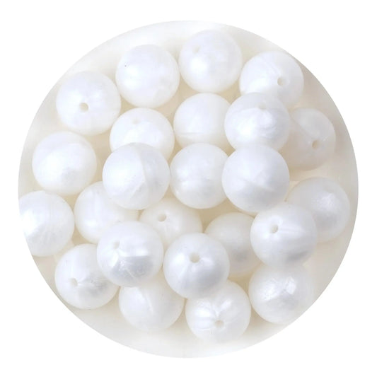 Master Maker Crafts -  Silicone Bead Round - Metallic White (5 Beads - 15mm)