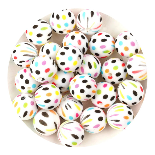 Master Maker Crafts -  Silicone Bead Round - Polka Dots (5 Beads - 15mm)