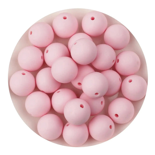Master Maker Crafts -  Silicone Bead Round - Quartz Pink (5 Beads - 15mm)