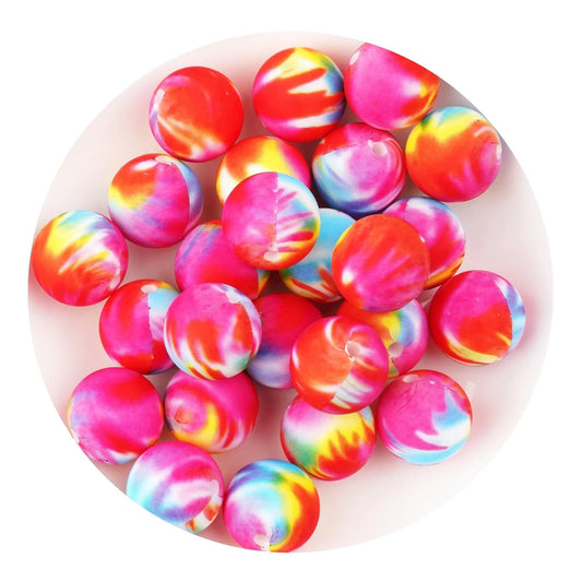 Master Maker Crafts -  Silicone Bead Round - Tie Dye (5 Beads - 15mm)