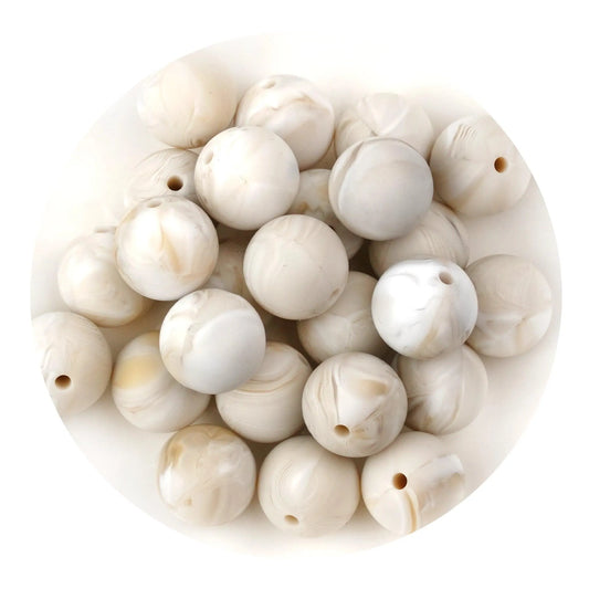 Master Maker Crafts -  Silicone Bead Round - Warm Gray Marble (5 Beads - 15mm)