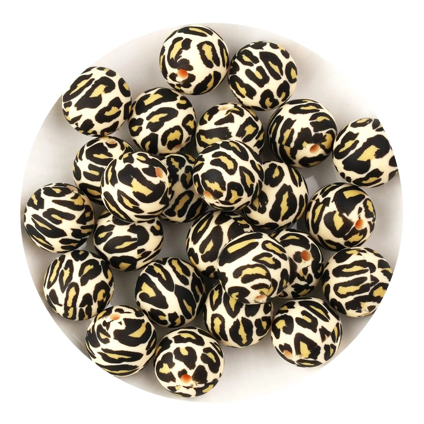 Master Maker Crafts -  Silicone Bead Round - Yellow Leopard (5 Beads - 15mm)