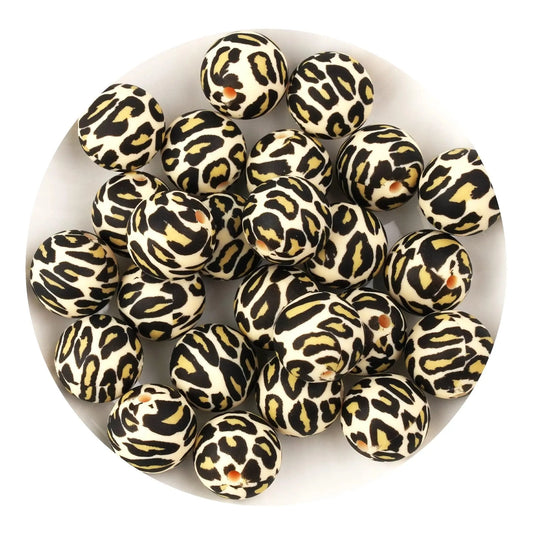 Master Maker Crafts -  Silicone Bead Round - Yellow Leopard (5 Beads - 15mm)