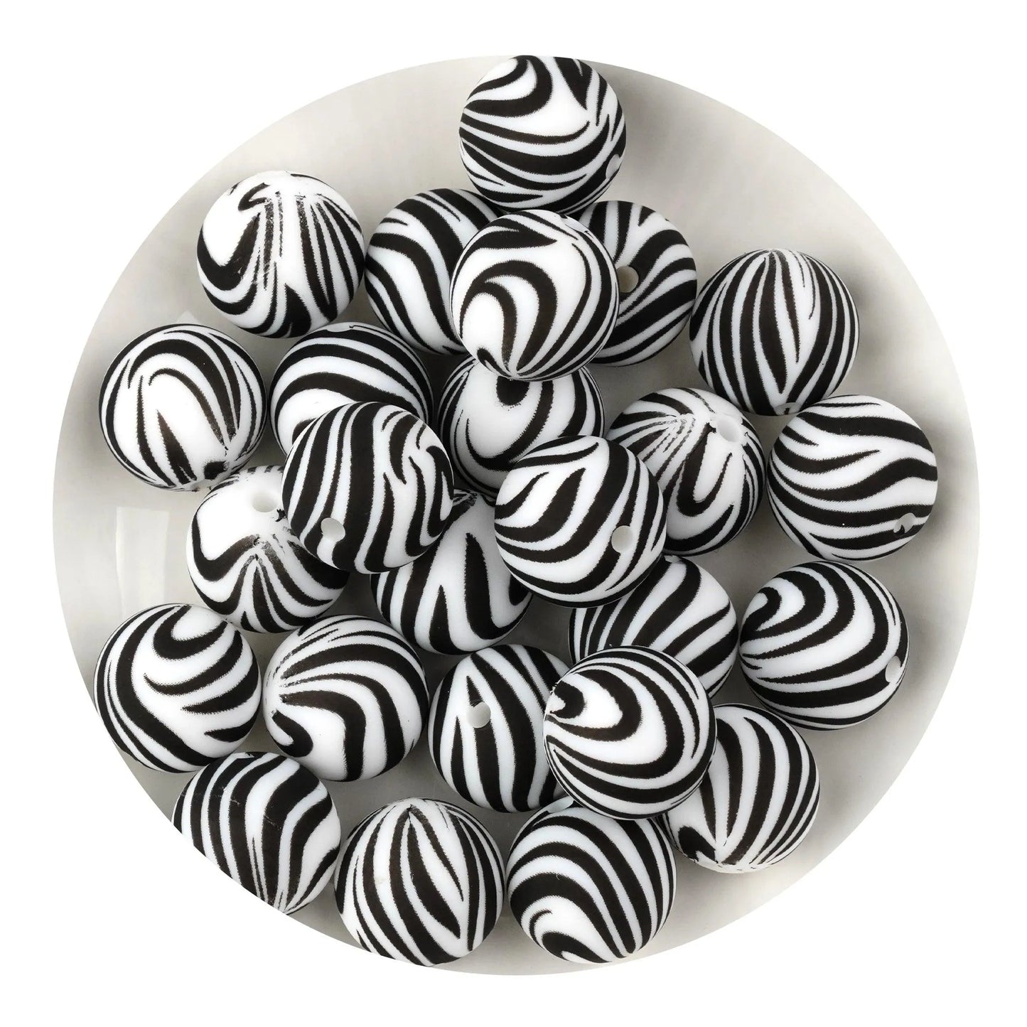 Master Maker Crafts -  Silicone Bead Round - Zebra (5 Beads - 15mm)