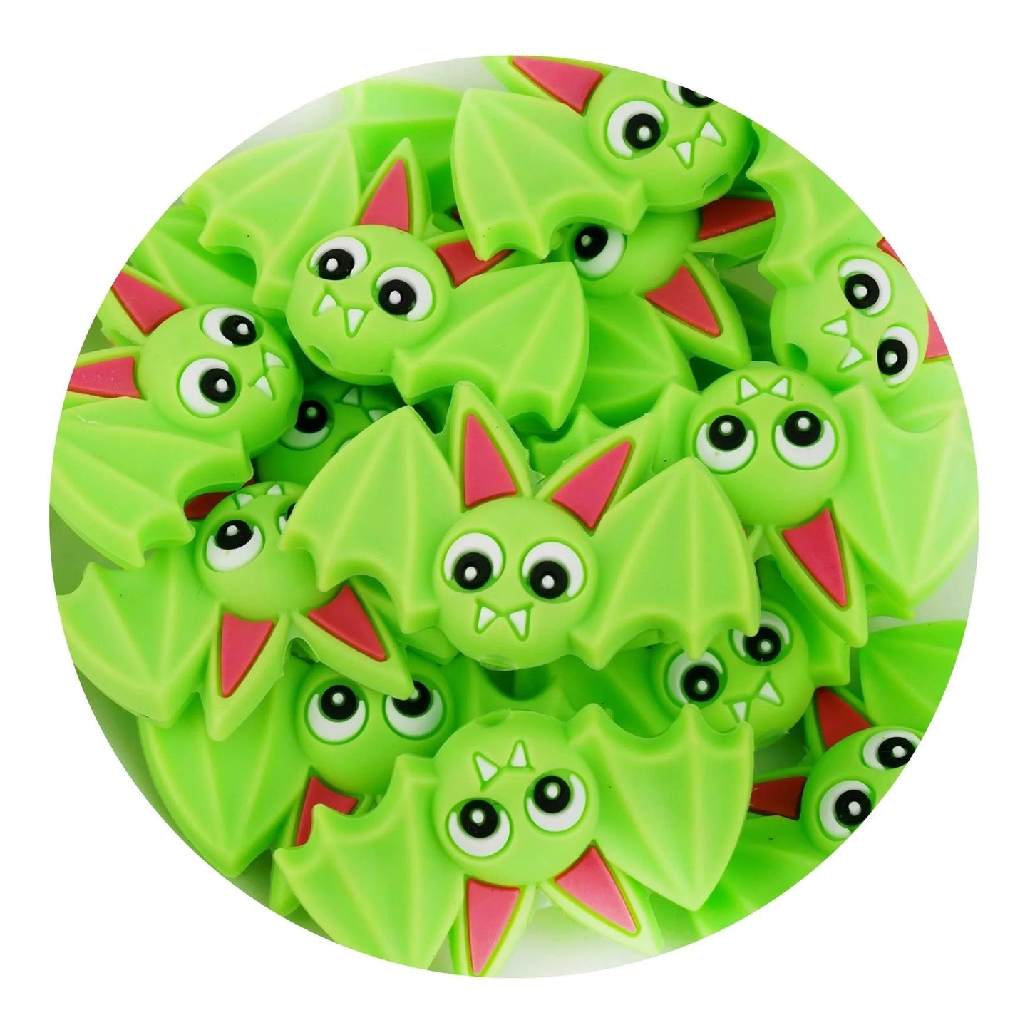 Master Maker Crafts -  Silicone Focal Bead Bat - Green (5 Beads)