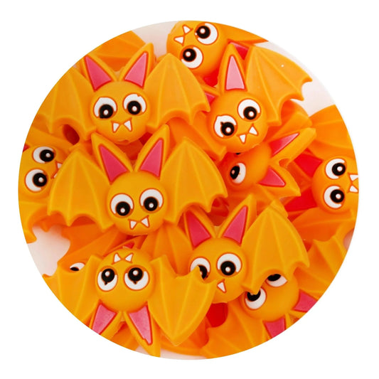 Master Maker Crafts -  Silicone Focal Bead Bat - Orange (5 Beads)