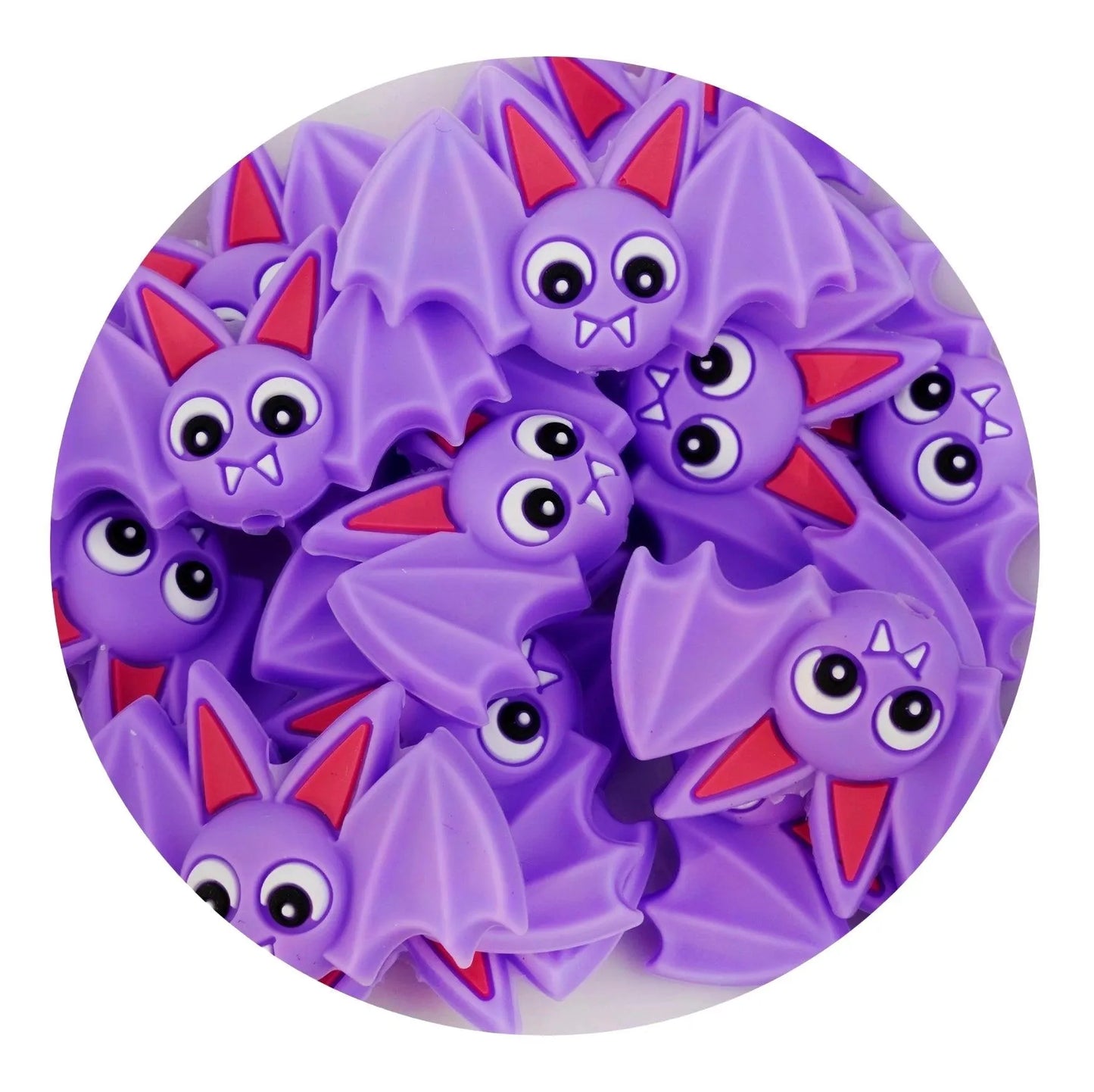 Master Maker Crafts -  Silicone Focal Bead Bat - Purple (5 Beads)