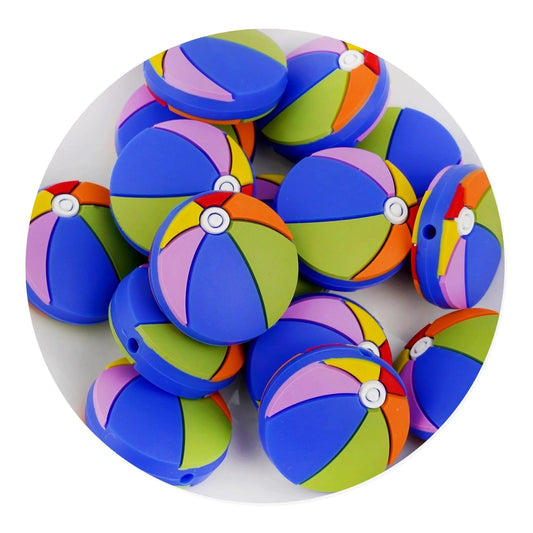 Master Maker Crafts -  Silicone Focal Bead Beach Ball - Blue (5 Beads)