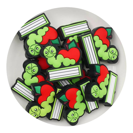 Master Maker Crafts -  Silicone Focal Bead Bookworm - Green (5 Beads)