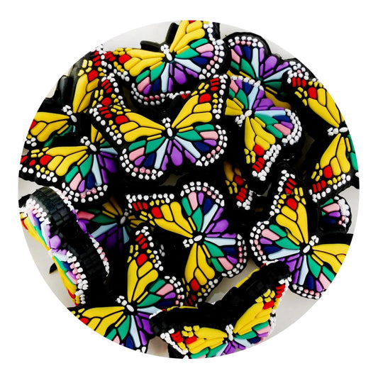 Master Maker Crafts -  Silicone Focal Bead Butterfly - Rainbow (5 Beads)