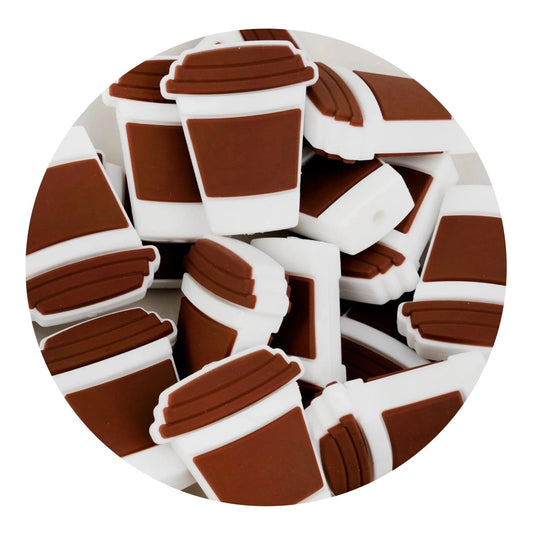 Master Maker Crafts -  Silicone Focal Bead Coffee Cup - Brown (5 Beads)
