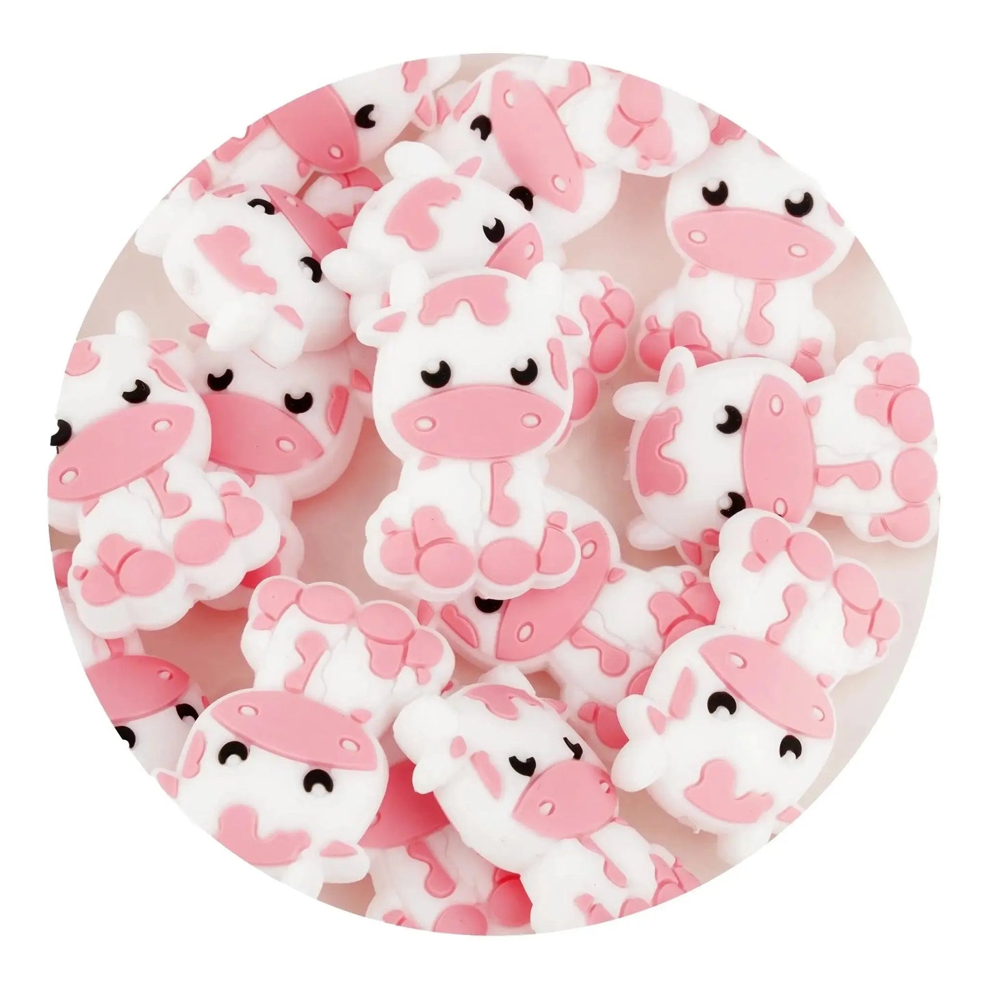 Master Maker Crafts -  Silicone Focal Bead Cow - Pink (5 Beads)