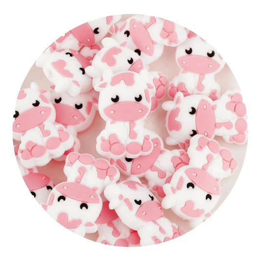 Master Maker Crafts -  Silicone Focal Bead Cow - Pink (5 Beads)