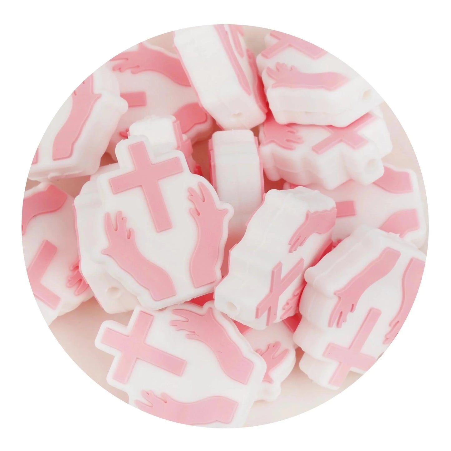 Master Maker Crafts -  Silicone Focal Bead Cross - Pink (5 Beads)