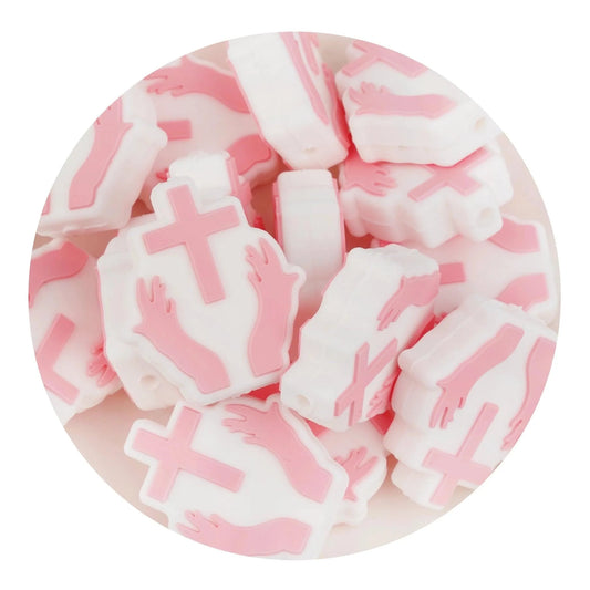 Master Maker Crafts -  Silicone Focal Bead Cross - Pink (5 Beads)