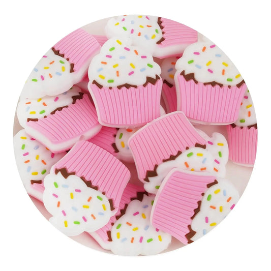 Master Maker Crafts -  Silicone Focal Bead Cupcake - Pink (5 Beads)