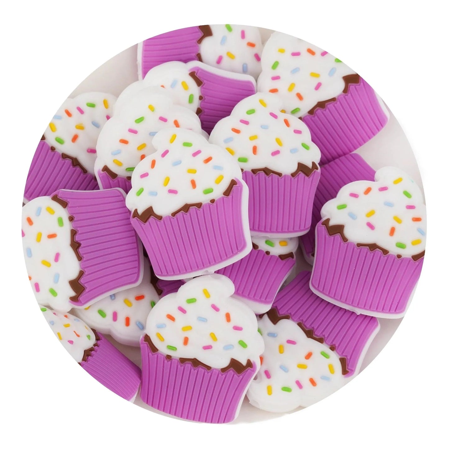 Master Maker Crafts -  Silicone Focal Bead Cupcake - Purple (5 Beads)