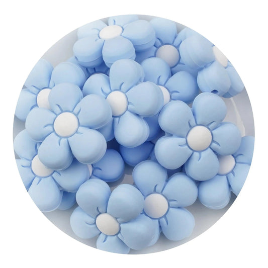 Master Maker Crafts -  Silicone Focal Bead Daisy - Light Blue (5 Beads)