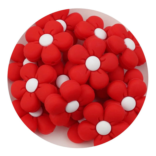 Master Maker Crafts -  Silicone Focal Bead Daisy - Red (5 Beads)