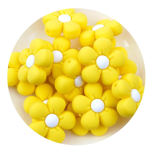 Master Maker Crafts -  Silicone Focal Bead Daisy - Yellow (5 Beads)