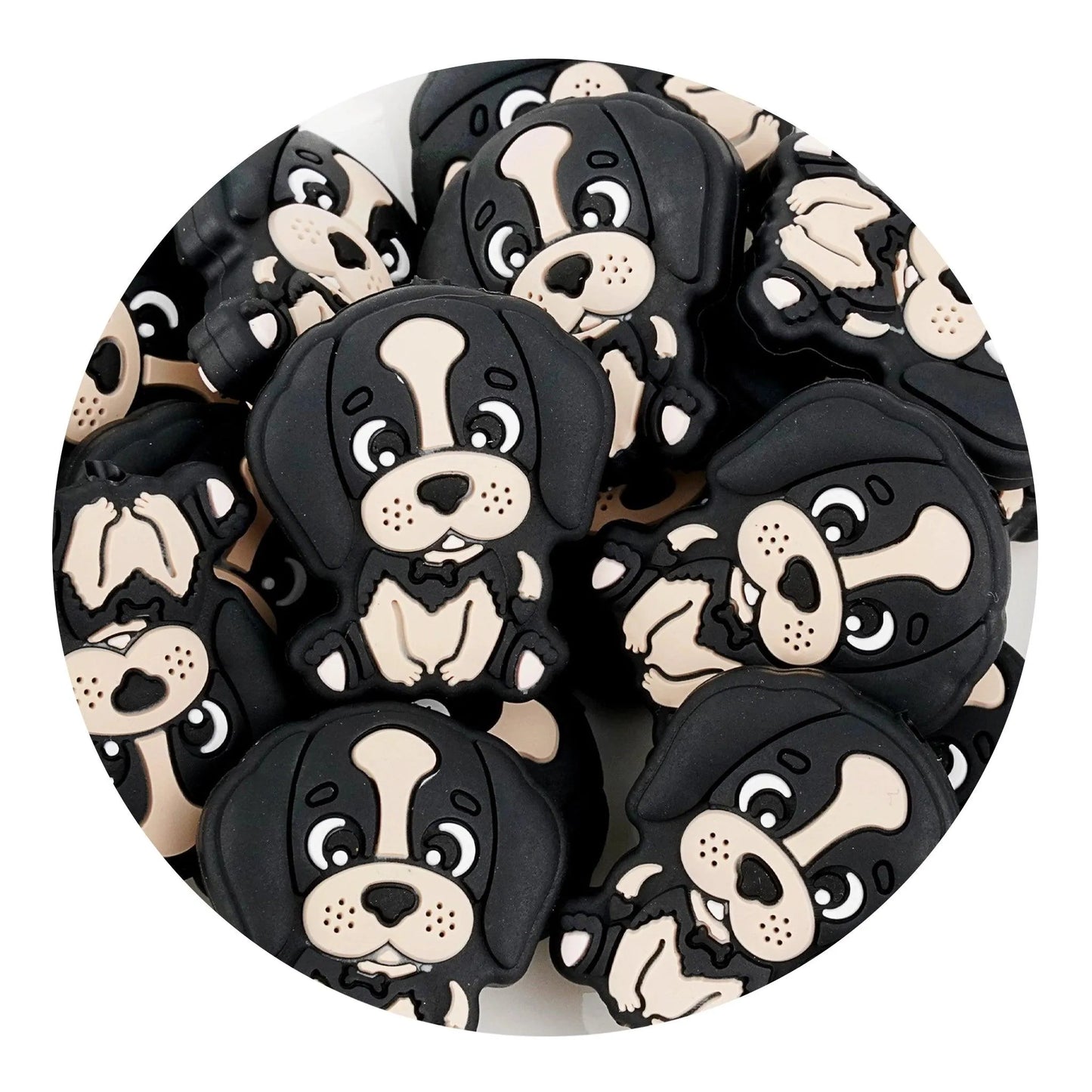 Master Maker Crafts -  Silicone Focal Bead Dog - Black (5 Beads)