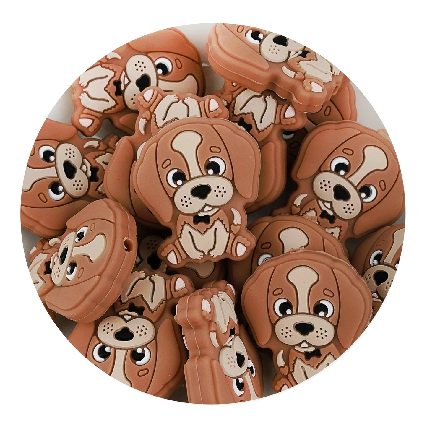 Master Maker Crafts -  Silicone Focal Bead Dog - Brown (5 Beads)