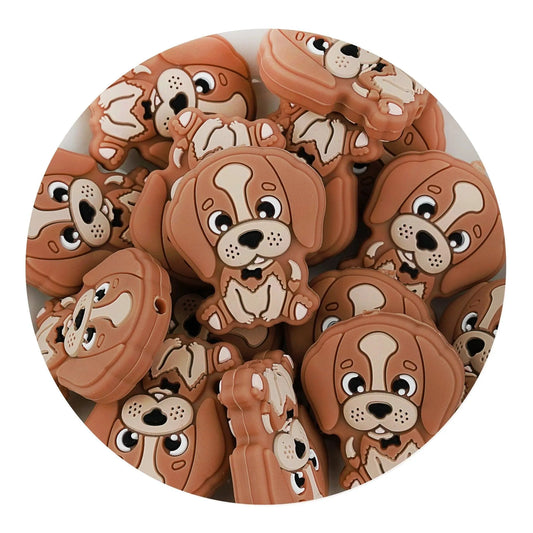 Master Maker Crafts -  Silicone Focal Bead Dog - Brown (5 Beads)