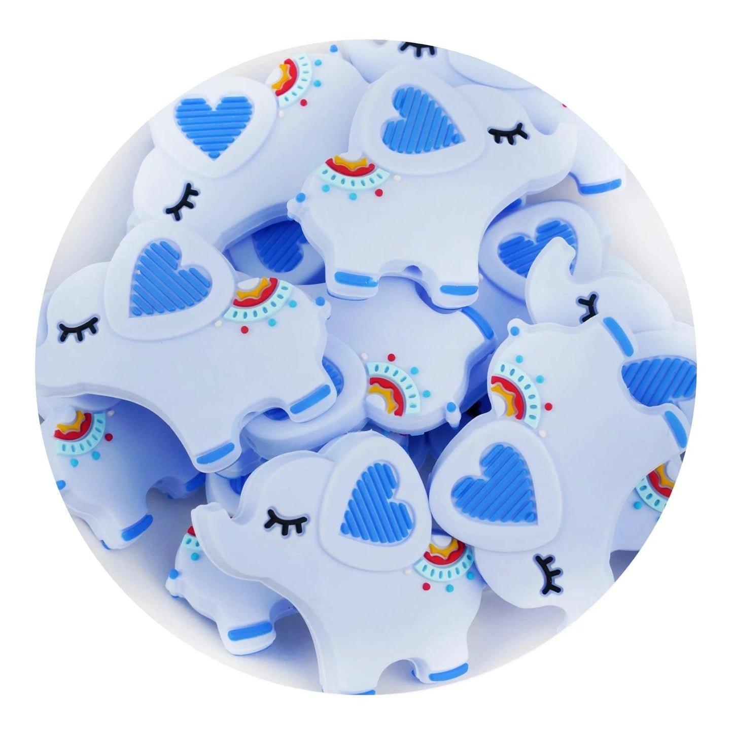 Master Maker Crafts -  Silicone Focal Bead Elephant - Blue (5 Beads)