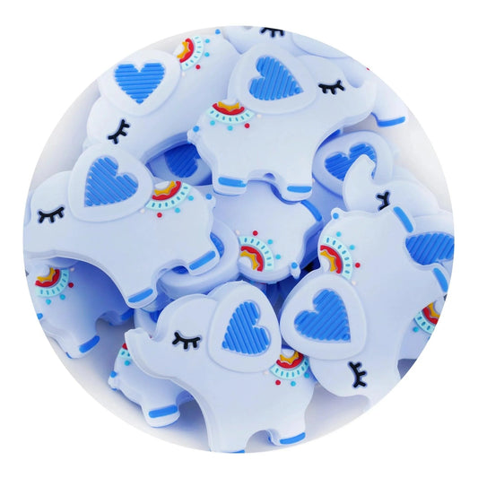 Master Maker Crafts -  Silicone Focal Bead Elephant - Blue (5 Beads)